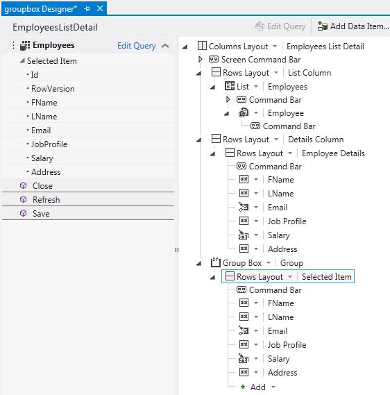 Using a GroupBox Control in LightSwitch Visual Studio 2012
